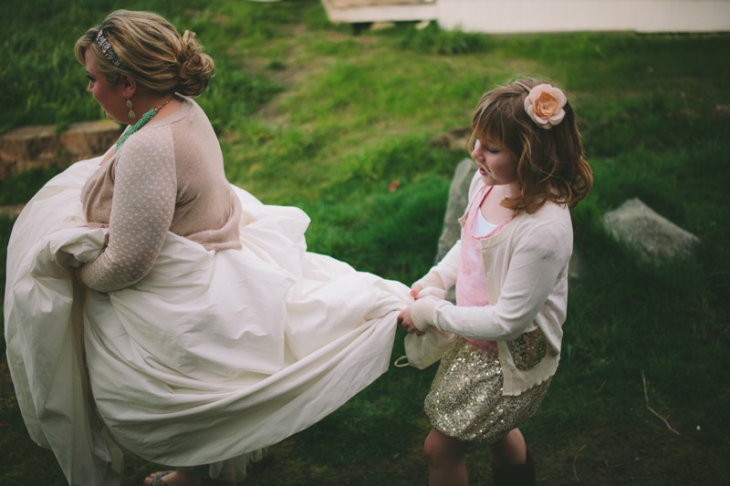 bride walking to meet her groom