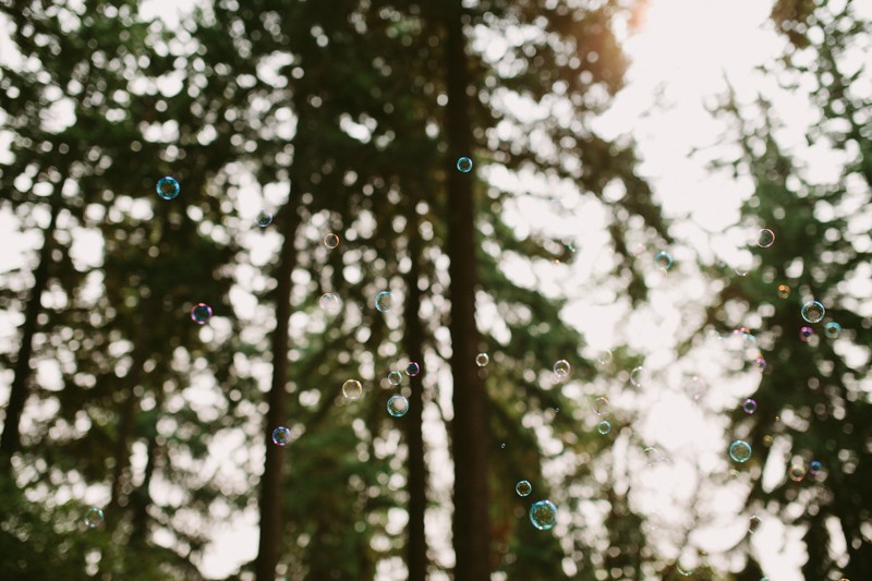 Bubbles for a simple wedding in the park. 