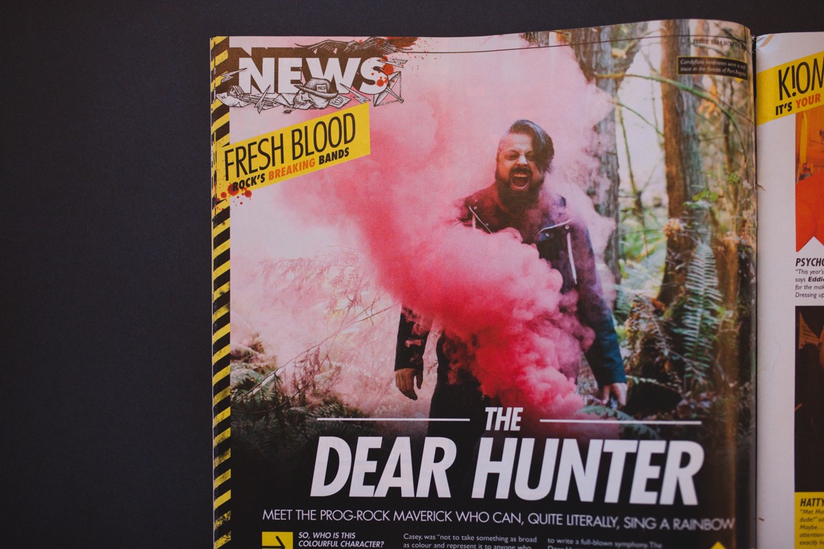Kerrang! Magazine featuring photo of Casey Crescenzo from The Dear Hunter | PNW music photographer Meghann Prouse | www.photomegs.com