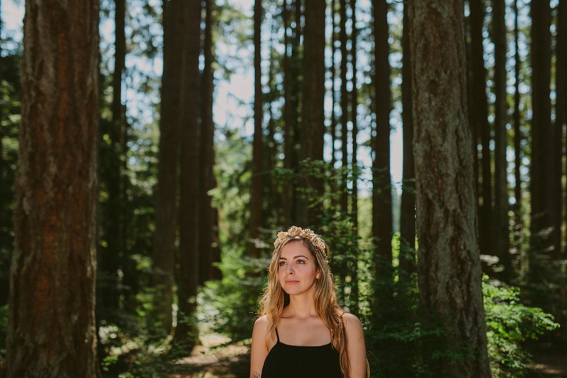 Non-traditional elopement style, at Kitsap Memorial State Park in Poulsbo, WA.