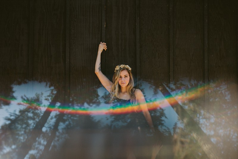 Indie portraits, with a rainbow effect, at Kitsap Memorial State Park in Poulsbo.