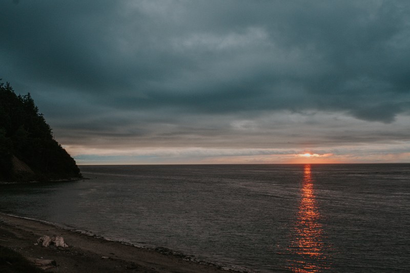 Dramatic red beach at Fort Worden in Port Townsend, WA.