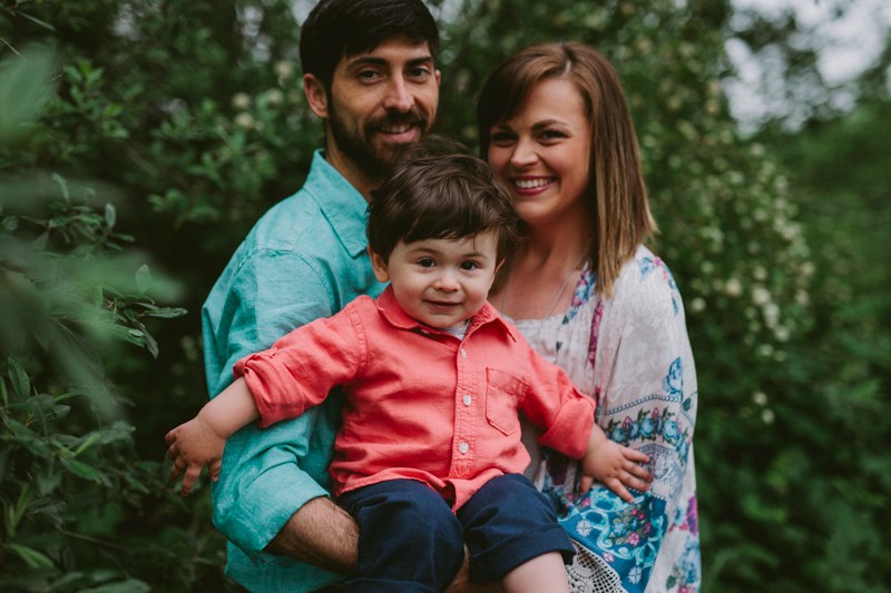 Outdoor family portraits, in brightly colored shirts, in Silverdale, WA.