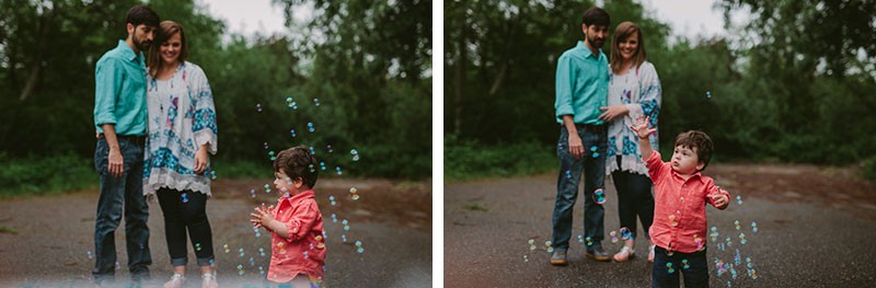 Child chasing bubbles during an outdoor family session in Silverdale, WA.