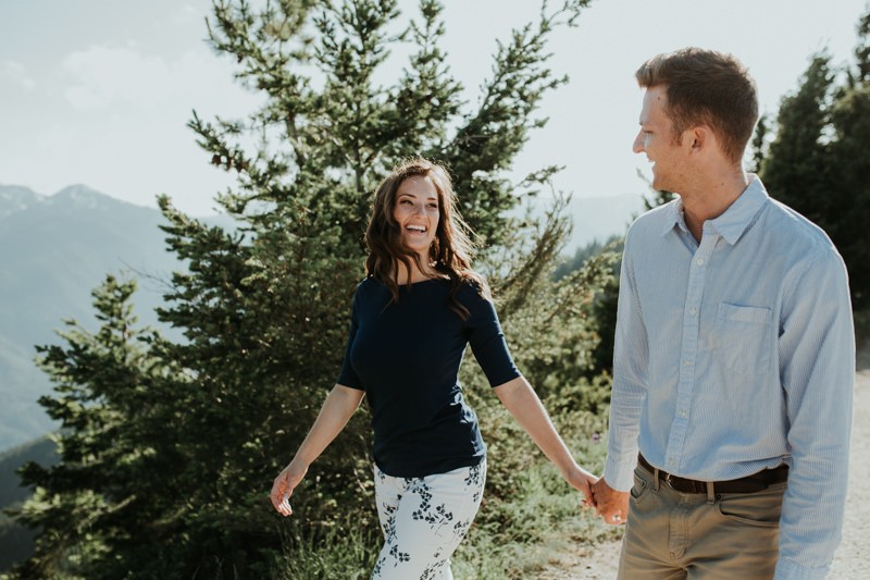 Sunny Olympic Mountain engagement session in Port Angeles, Washington. 