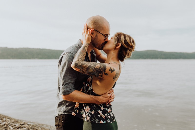 Romantic waterfront engagement session. 