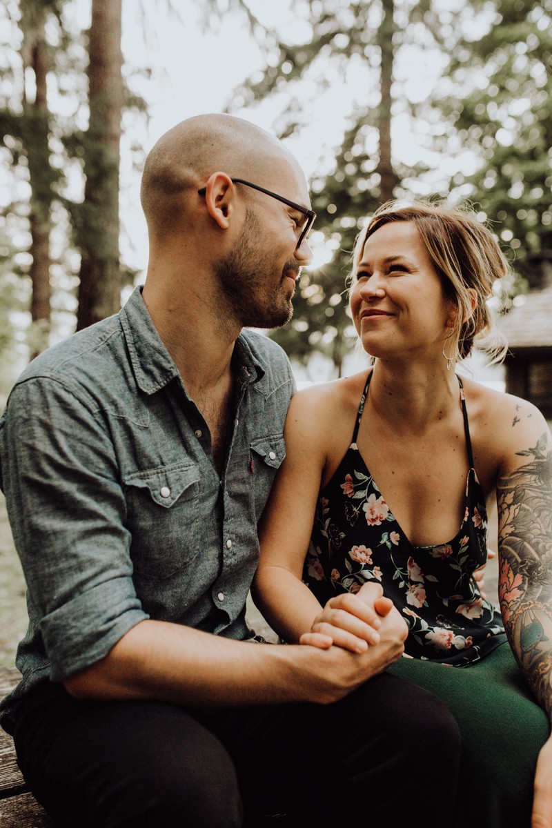 Woodsy summer engagement session on the Kitsap Peninsula. 