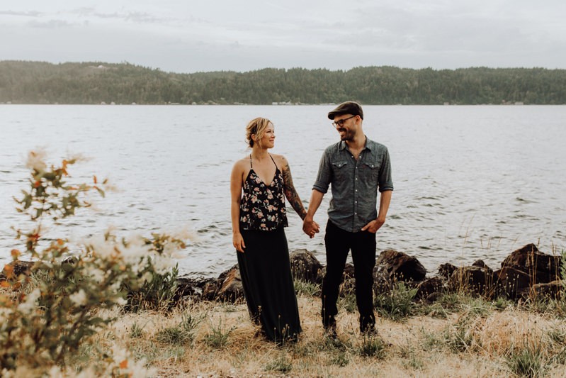 Relaxed waterfront engagement session on the Hood Canal. 