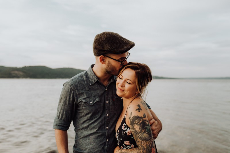 Sunset engagement session on the Hood Canal in the PNW. 