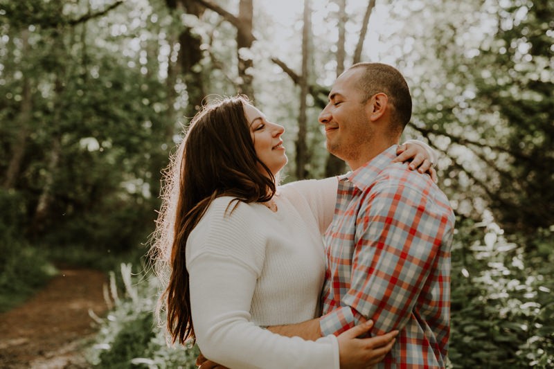 Fun forest engagement session in Kitsap County. 