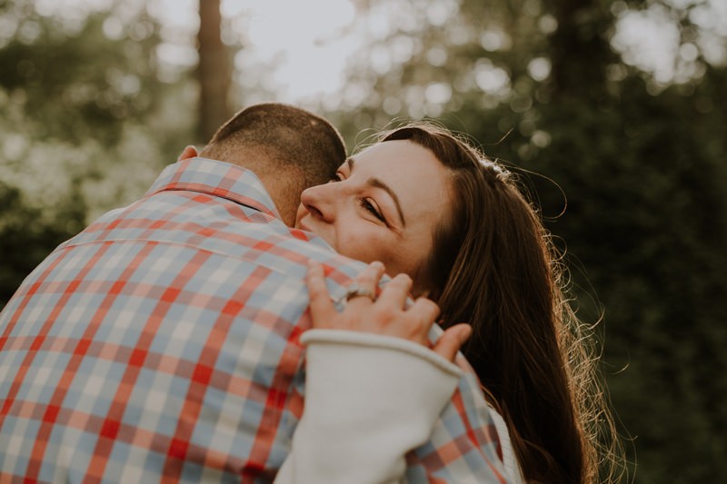 Fun forest engagement session in Kitsap County, Washington. 