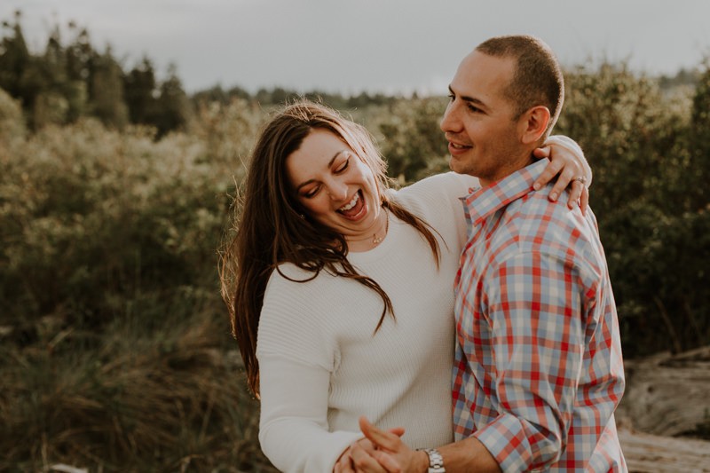 Playful sunset engagement session in Poulsbo, Washington. 