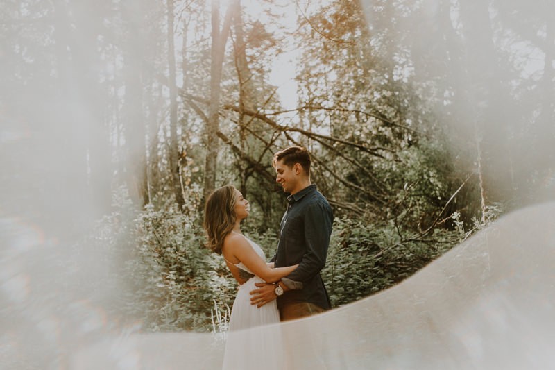 Romantic forest engagement session in the PNW. 