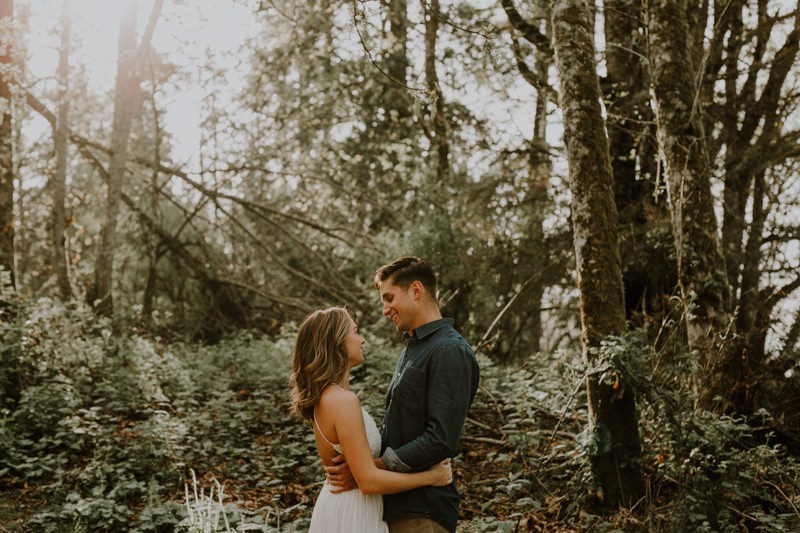 Romantic forest engagement session in the PNW. 