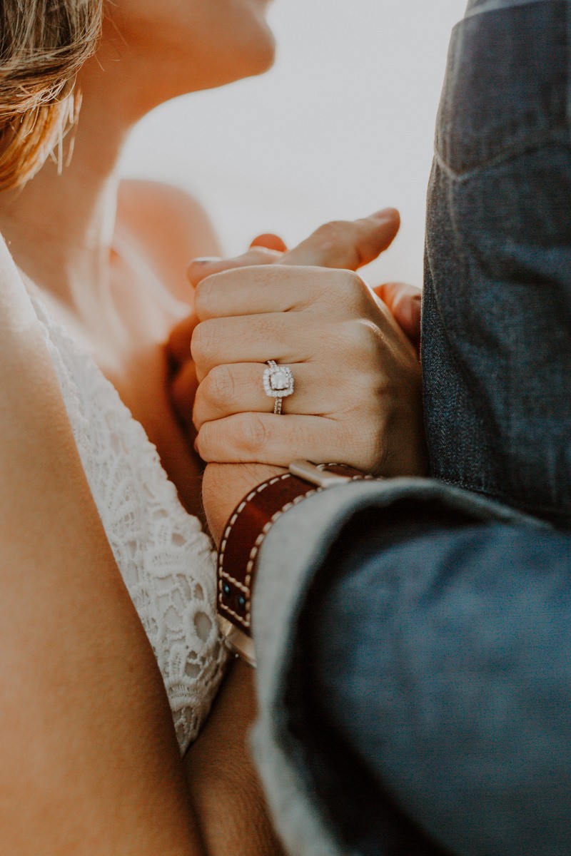 Moody and intimate engagement session at sunset. 