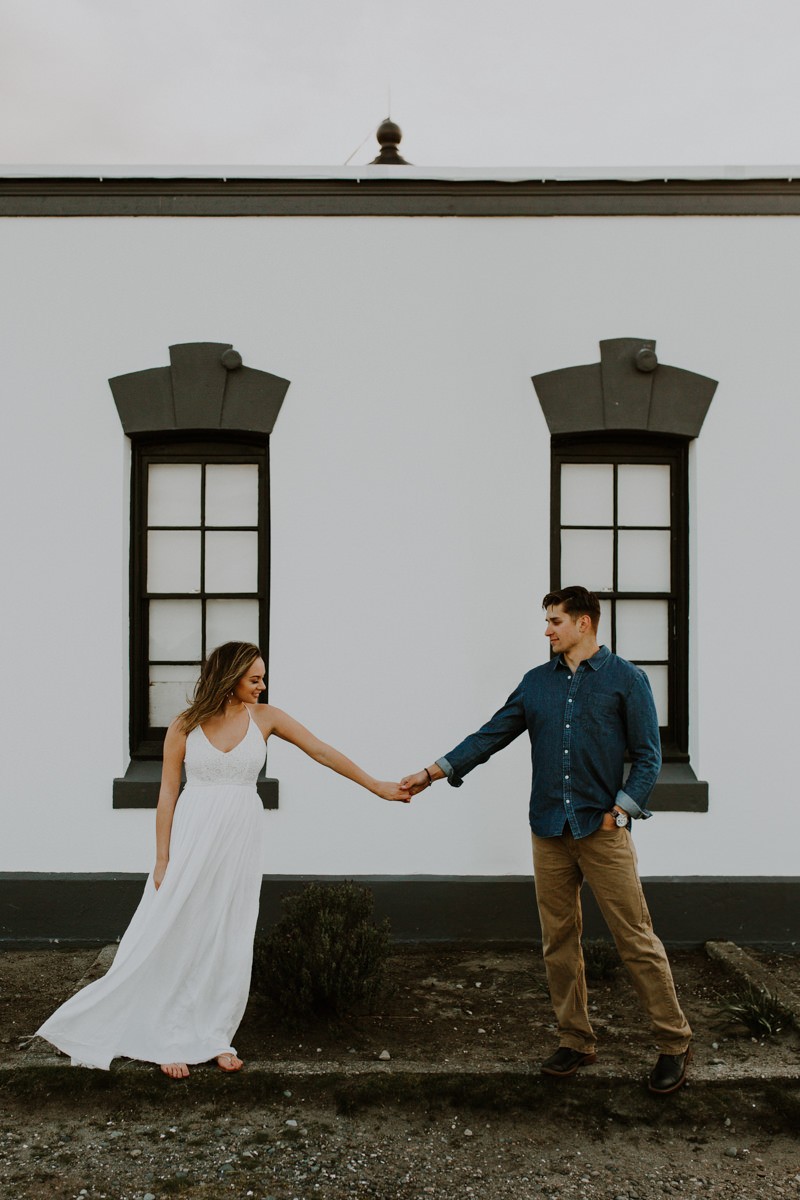 Free-spirited beach engagement session at sunset on the Kitsap Peninsula. 