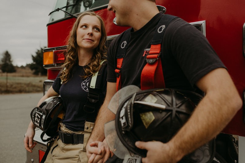 Firefighter engagement photos in Kitsap County, Washington. 