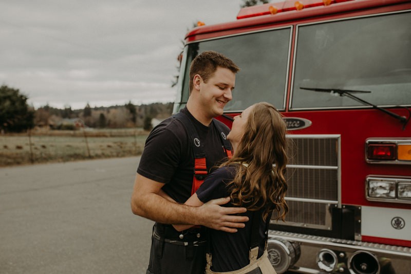 Firefighter engagement photos near Kitsap County, Washington. 