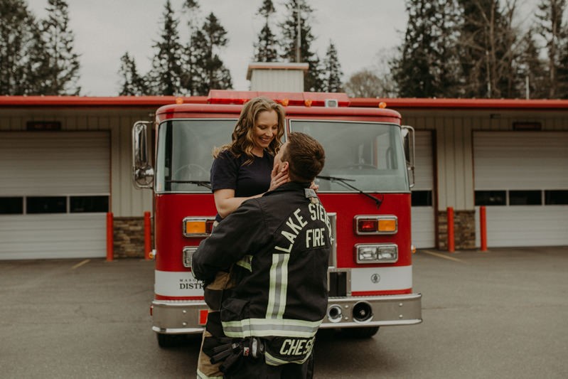 PNW fire station engagement session | Bremerton elopement + wedding photographer Meghann Prouse | www.photomegs.com