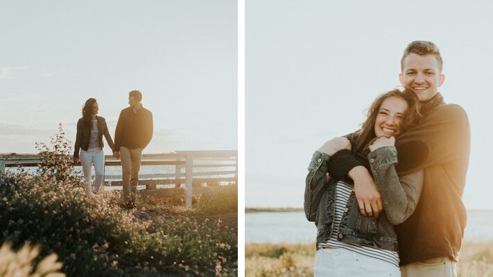 Sunset Olympic Peninsula engagement session. 